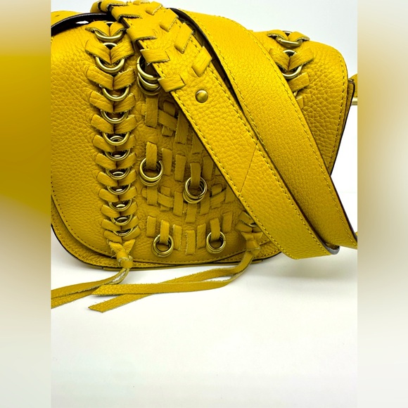 Sanctuary Handbags - Sanctuary Mustard Yellow Genuine Leather Boho Purse Fringe Crossbody Adjustable